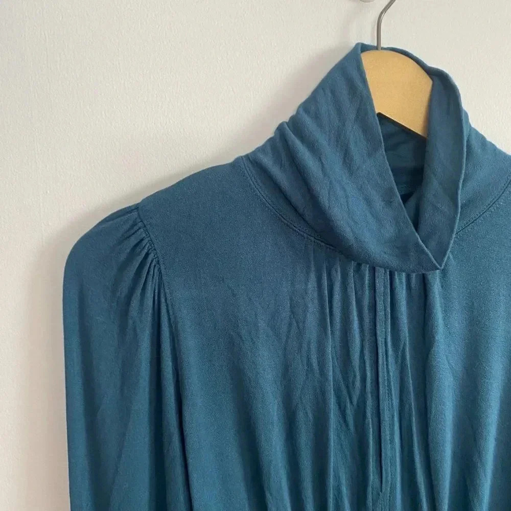 Free People Teal Turtleneck with Open Slit - Picture 5 of 10